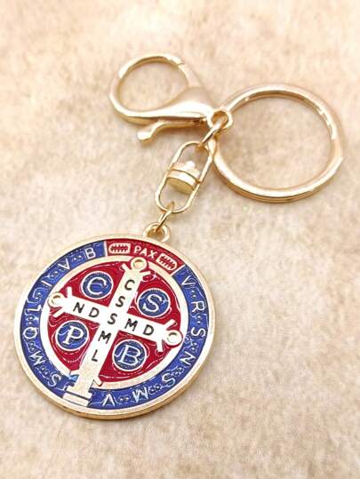 Chaveiro Medalha de São Bento em Dupla Face Dourado