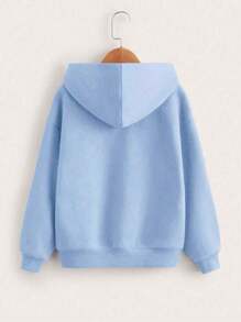 MURAMASA Capucha con estampado de letra con cordón de hombros caídos con forro térmico - Azul - Ver 2