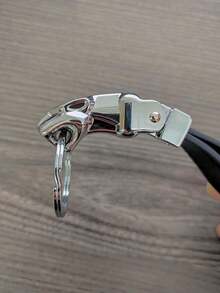 1pc Unisex Car Keychain With Leather And Stainless Steel Leopard Head Design, Suitable For Gift And Daily Use - Black - View 2