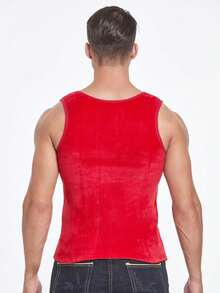 Nam Ấm áp Áo vest , Tính hai mặt Nhung , Dày lên , Siêu Mềm , Vòng cổ , Mùa Đông - Đỏ - Xem 3