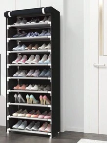10 Layers 9 Grids Shoe Storage Rack - Black - View 2
