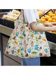 1pc Animal Pattern Large Size Foldable Portable Shopping Bag, Reusable Grocery Tote, Handbag - animal - View 1