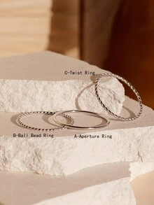 1個簡約時尚的圓環折疊戒指,適用於女性的925純銀精美珠寶禮物 - 銀色 - 查看 6