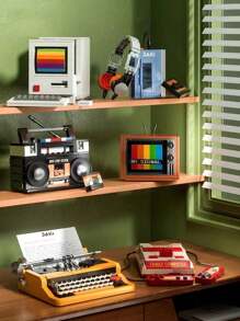 復古家電,機械打字機,復古電視模型套件,懷舊玩具,diy積木,適合男孩的生日禮物 - 彩色 - 查看 2