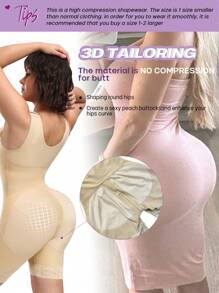 拉鍊襠部的緊身衣,用於減肥手術後,高壓縮 - 杏色 - 查看 5