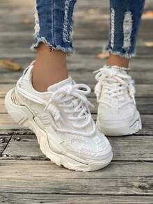 新款春秋季女士白色楔形厚底魚嘴鞋,透氣防滑厚鞋底