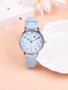 5 cái/bộ Xanh Kỳ lân Chủ đề Học sinh Thạch anh Đồng hồ đeo tay Dành cho Cô gái Với Phù hợp Dây chuyền , Hoa tai , Vòng tay - Màu xanh lam - Xem 4