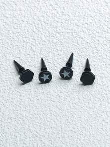 三對簡約幾何圖案男士耳環,diy多功能黑色耳環套裝,日常休閒迷人配飾,情侶耳環,最好的朋友友誼珠寶