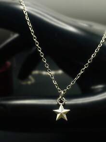 1件不鏽鋼鏈條配有古銀色星形吊墜項鍊,適合女性日常穿著