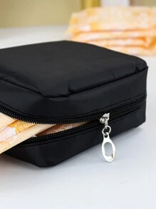 Simplicity Travel Makeup Bag, 1Pc Multifunctional Cosmetic Organizer Handbag Bath Shower Wallet Pouch Portable Cosmetics Brush Storage Clutch With Zipper Closure For Lipstick, Brush, Skincare, Mobile Phone, Coin, Small Items, For Vacation And School Use Storage Makeup Organizer Makeup Case Makeup Travel Toiletry Organizer Essentials Gifts,Gifts For Women,Christmas Gifts,Gift Ideas For Women,Pouch,Makeup Pouch,Travel Essential - Black - View 6