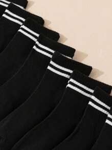 10đôi Trẻ em Rắn màu Phong cách Học viện Giường đôi tiêu chuẩn Quán bar Vớ thể thao Đối với Trẻ em Và To lớn Trẻ em - Đen và trắng - Xem 2