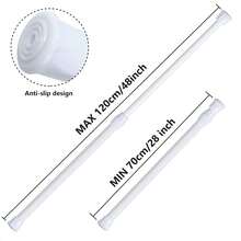 3pcs/5pcs/6pcs Solid Color Adjustable Tension Rods For Window, Tile And More, No Drilling Required, 28-48 Inches (approx.) Spring Tension Rods, Big Curtain Rod - White - View 4