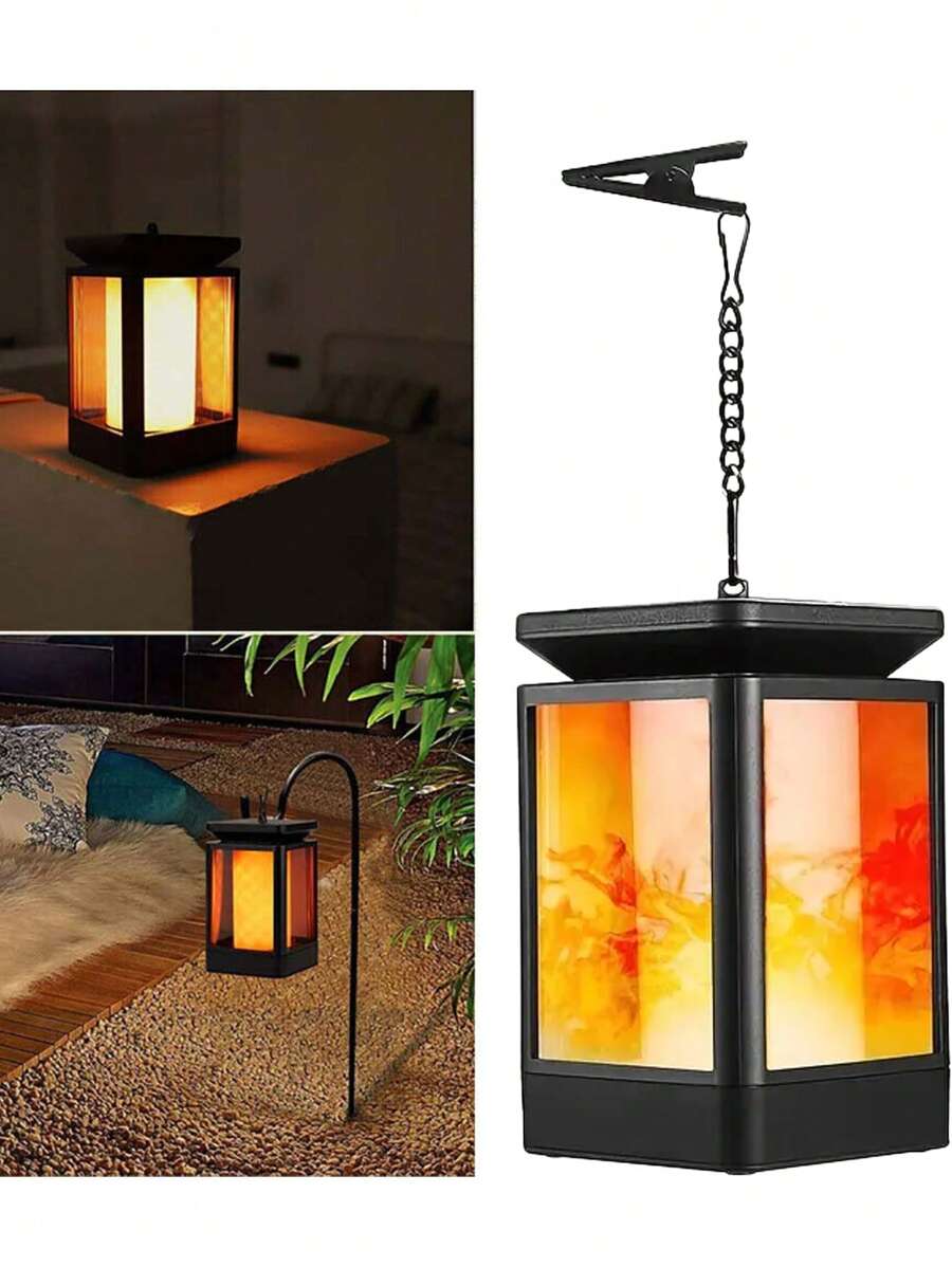 2/4 包太阳能灯笼悬挂式太阳能灯，3 种模式防水悬挂灯笼户外灯闪烁火焰露营灯笼装饰帐篷花园露台小径，圣诞节万圣节装饰 - 彩色 - 查看 1