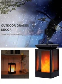 2/4 包太阳能灯笼悬挂式太阳能灯，3 种模式防水悬挂灯笼户外灯闪烁火焰露营灯笼装饰帐篷花园露台小径，圣诞节万圣节装饰 - 彩色 - 查看 3