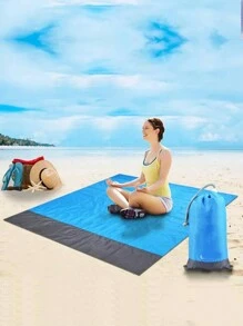 1入組野餐墊,便攜式沙灘墊,可折疊防潮地墊 - 藍色 - 查看 2