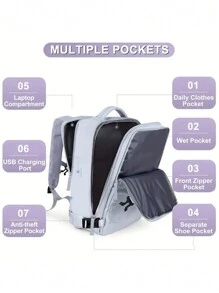 1 szt. Plecak o dużej pojemności z przegrodą na buty, plecak casualowy z portem ładowania, przenośny plecak na laptopa do uprawiania turystyki pieszej, trekkingu, sportów na świeżym powietrzu, studentów