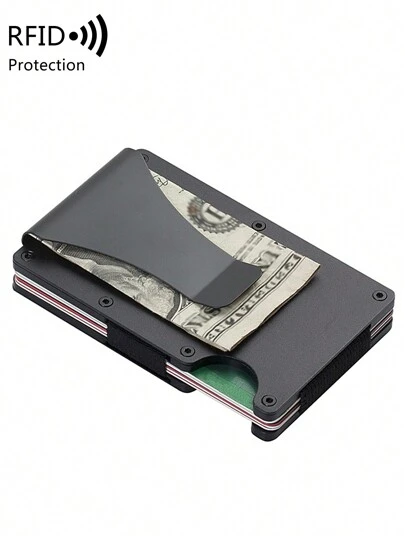 MIYIN Minimalistisk plånbok i aluminiumlegering - Ultratunn reptålig, med sedelklämma, praktisk förvaring av kontanter och kort, kompakt multifunktionell metallplånbok med sedelklämma, lämplig för daglig användning och presenter, för pojkvän/man/far (svart). Korthållare, stöldskyddande kortklämma, kortfodral, plånbok, visitkortshållare, kreditkortshållare, herrminiplånbok, kortfodral, RFID-plånbok.
