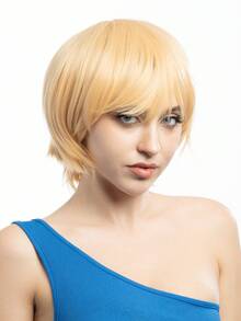 金色假髮，歐美風格短髮女性時尚波波頭金髮假髮，進口 - 金色 - 查看 3
