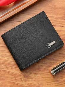 Billetera de hombre, billetera casual de negocios corta, billetera de almacenamiento de tarjetas, billetera para hombre - Negro - Ver 1