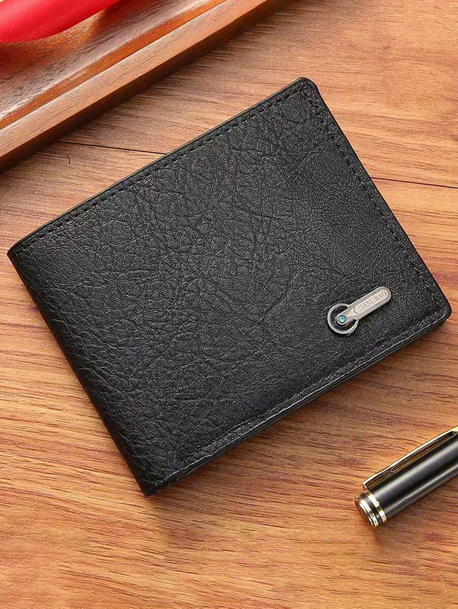 Billetera de hombre, billetera casual de negocios corta, billetera de almacenamiento de tarjetas, billetera para hombre - Negro - Ver 1