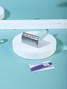 Alshabab男士安全刮鬍刀,雙邊不銹鋼刀片,塑料手柄手動剃刀,淺藍色 - 淺藍色 - 查看 4