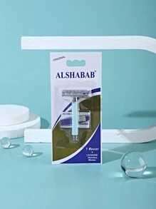 Alshabab男士安全刮鬍刀,雙邊不銹鋼刀片,塑料手柄手動剃刀,淺藍色 - 淺藍色 - 查看 1