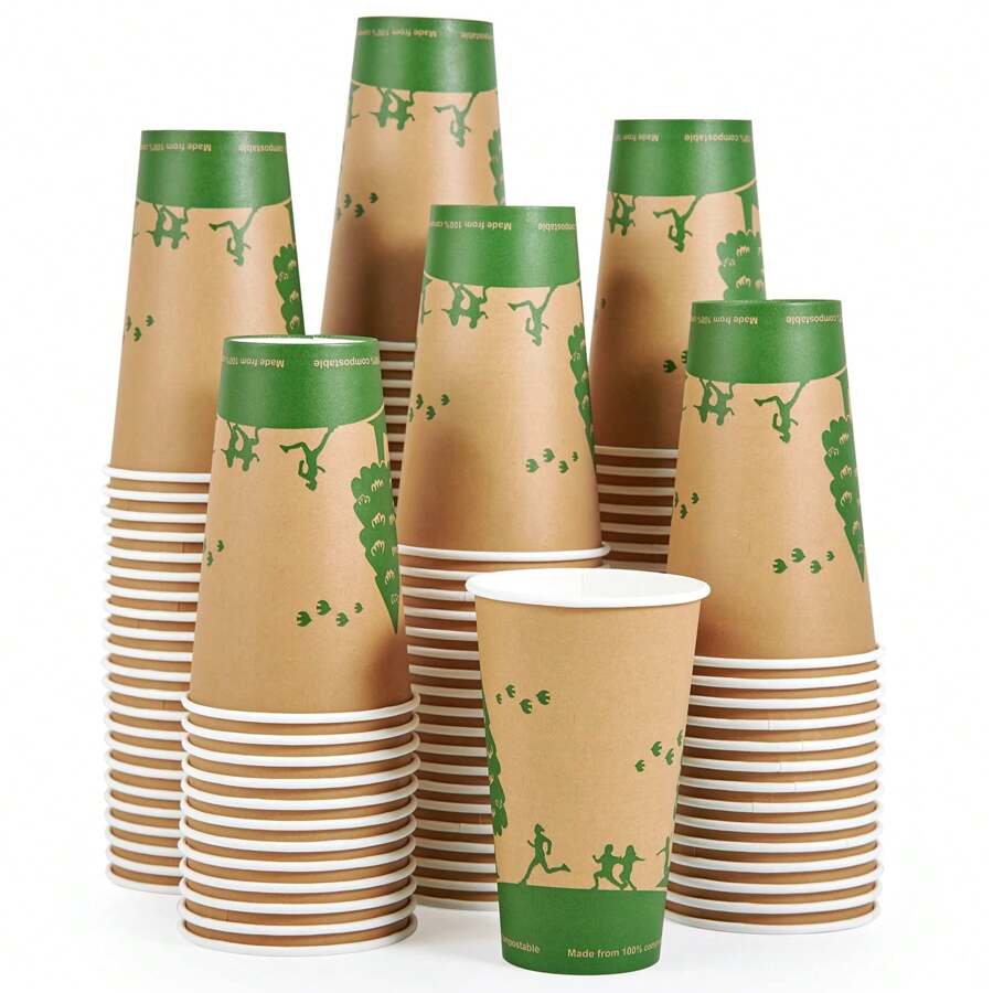 210 Pack 16 Oz Paper Cups, 100% Compostable Christmas Paper Coffee Cups ...