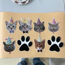 新品貓形派對旗幟,每包8入 - 彩色 - 查看 3