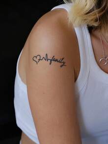 CAT QUEEN ART 4入組臨時紋身貼紙套裝,藍色草本圖案,耐用、不反光,心跳符號、果汁印刷,適用於手腕和身體 - 黑色 - 查看 3