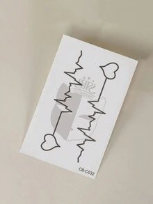 CAT QUEEN ART 4入組臨時紋身貼紙套裝,藍色草本圖案,耐用、不反光,心跳符號、果汁印刷,適用於手腕和身體 - 黑色 - 查看 9