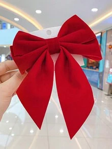 1 件装女士酒红色大蝴蝶结后头发夹鳄鱼夹侧夹 - 酒紅色 - 查看 6