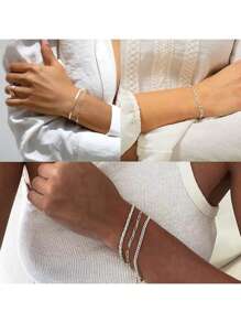 6pcs New Stainless Steel Waterproof & Fade-Resistant Braided Chain, Snake Chain, Bead Chain Bracelets, Versatile For Women's Daily, Party Wear, Beach Outfit, Gift