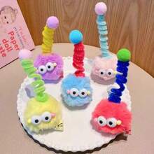 1片兒童毛絨有趣可愛髮夾,彩色小怪獸角色髮飾適用於女孩日常使用