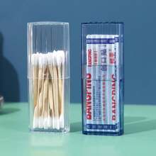 1入組可攜式棉花棒收納盒,旅行友好型透明收納盒,適用於膠布、化妝刷、唇膏、牙線、牙籤和其他小配件