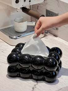 1 Hộp Đựng Khăn Giấy Bóng Nhựa Dễ Thương Và Phong Cách, Phòng Khách Trang Trí Cao Cấp Bàn Đựng Khăn Ăn, Sử Dụng Tại Nhà - màu đen - Xem 4