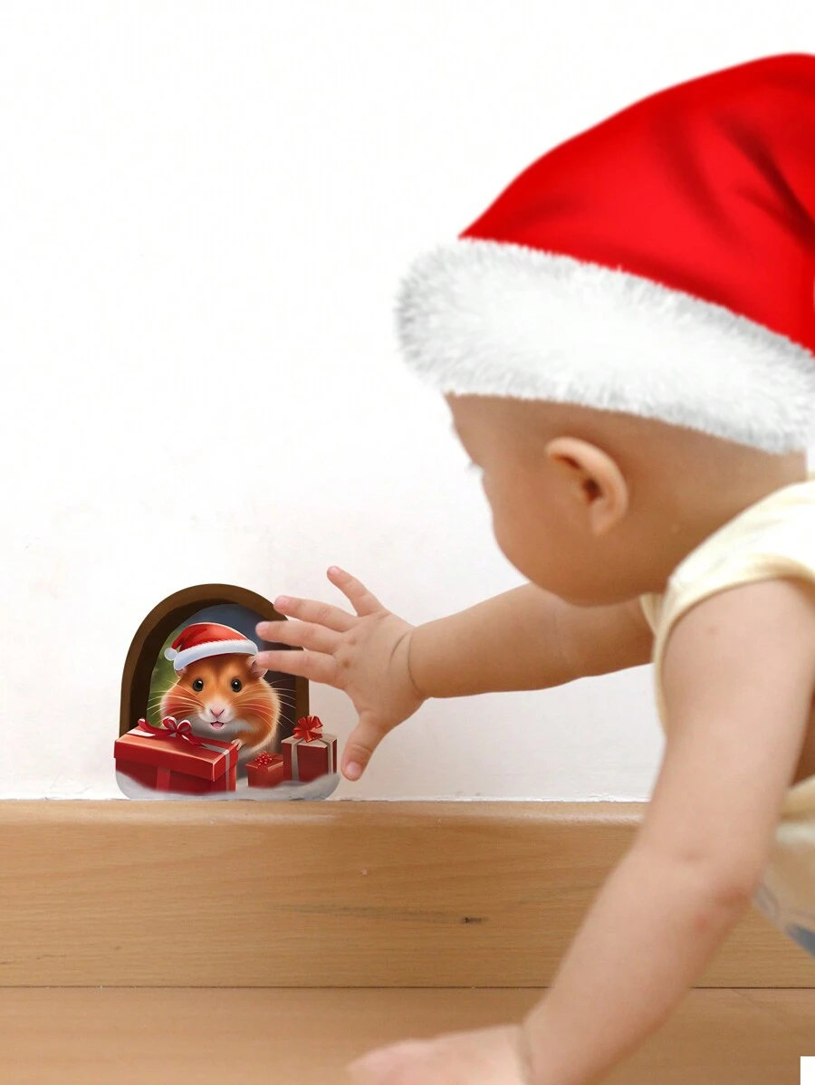 1 件 3D 效果鼠标贴纸，适用于家居装饰，可爱动物墙贴，适用于儿童卧室、婴儿房，防水、自粘、无残留 - 彩色 - 查看 1