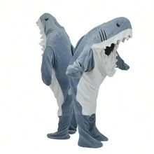 Mới Lông cừu san hô Cá mập Đồ ngủ - Màu xanh lam - Xem 4