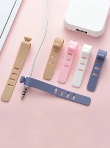 5入組混搭顏色硅膠束帶,可整理耳機、充電器和數據線,易於存放和使用,混合線纜整理夾,充電器線管理,硅膠線纜管理員,鼠標耳機支架,數據線收納帶,隨機顏色旅行配件 - 彩色 - 查看 4