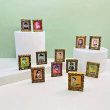 Lindo Mini Marco De Fotos De Pintura Al Óleo En Resina Con Encantos Para Manualidades Y Accesorios De Joyería. En Colores Aleatorios Y Sirve Para Decorar Tu Funda De Teléfono, Cuerda Para La Cabeza, Taza, Refrigerador Y Otros Objetos - mezcla aleatoria - Ver 3