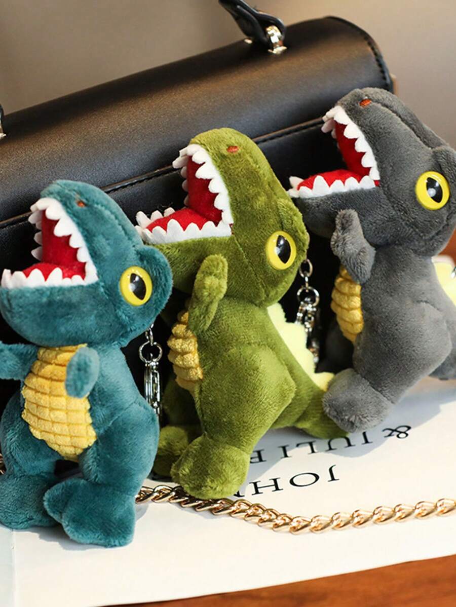 1組/3入組4英寸可愛卡通暴龍pp絨毛鑰匙圈背包吊飾
