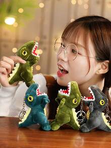 1組/3入組4英寸可愛卡通暴龍pp絨毛鑰匙圈背包吊飾