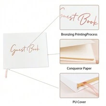 1pc Guestbook Notebook For Messages, Wedding Guest Register Book With Pen, Gift Boxed - White - View 8