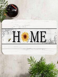 1 Pieza Alfombra De Cocina Absorbente Con Diseño De Girasol - Alfombra Lavable De Secado Rápido Para Cocina Y Lavandería Estilo Granja - Multicolor - Ver 3