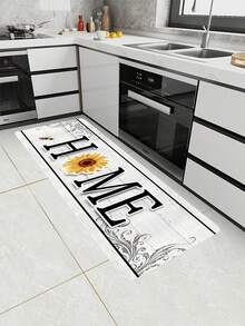 1 Pieza Alfombra De Cocina Absorbente Con Diseño De Girasol - Alfombra Lavable De Secado Rápido Para Cocina Y Lavandería Estilo Granja - Multicolor - Ver 6