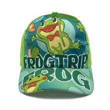 1入組兒童中性綠色棒球帽圖案帶青蛙,可愛防曬帽適用於日常穿著 - 綠色 - 查看 1
