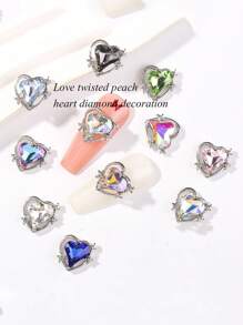 8 phụ kiện trang trí móng tay hình trái tim có đáy nhọn, mũi khoan móng tay bất đối xứng và hình trái tim cong, phụ kiện nghệ thuật làm móng nhiều màu DIY, mặt dây chuyền làm móng, đá quý làm móng, vật dụng làm móng - Bụi hồng - Xem 2