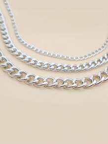 3pcs Asymmetrical Adjustable Chain Bracelet Set - Silver - View 5