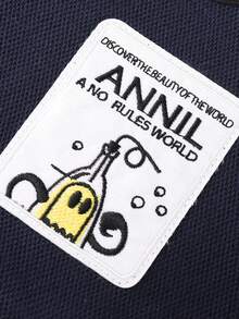 Annil 男童夾克棒球夾克，秋冬時尚對比色立領通用上衣 - 寶藍色 - 查看 4