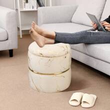 Furnistyle Round Velvet Ottoman Pack Of 2, One Bigger For Storage And The Other Smaller For Footstool, Modern Upholstered Tufted Footstool In Bronzed Fabrics, Ottoman Stool Set With Storage, Accent Vanity Stool Chair For Makeup Room, Bedroom And Living Room, Side Table Footrest For Easter Decorations