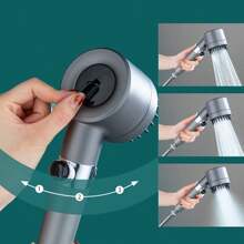 1 Pieza Cabezal De Ducha De Alta Presión Con 3 Modos De Masaje, Boquilla Removible, Cabezal De Ducha Moderno Ajustable Con Filtro Para Mejorar Para Los Accesorios De Baño - Gris - Ver 3